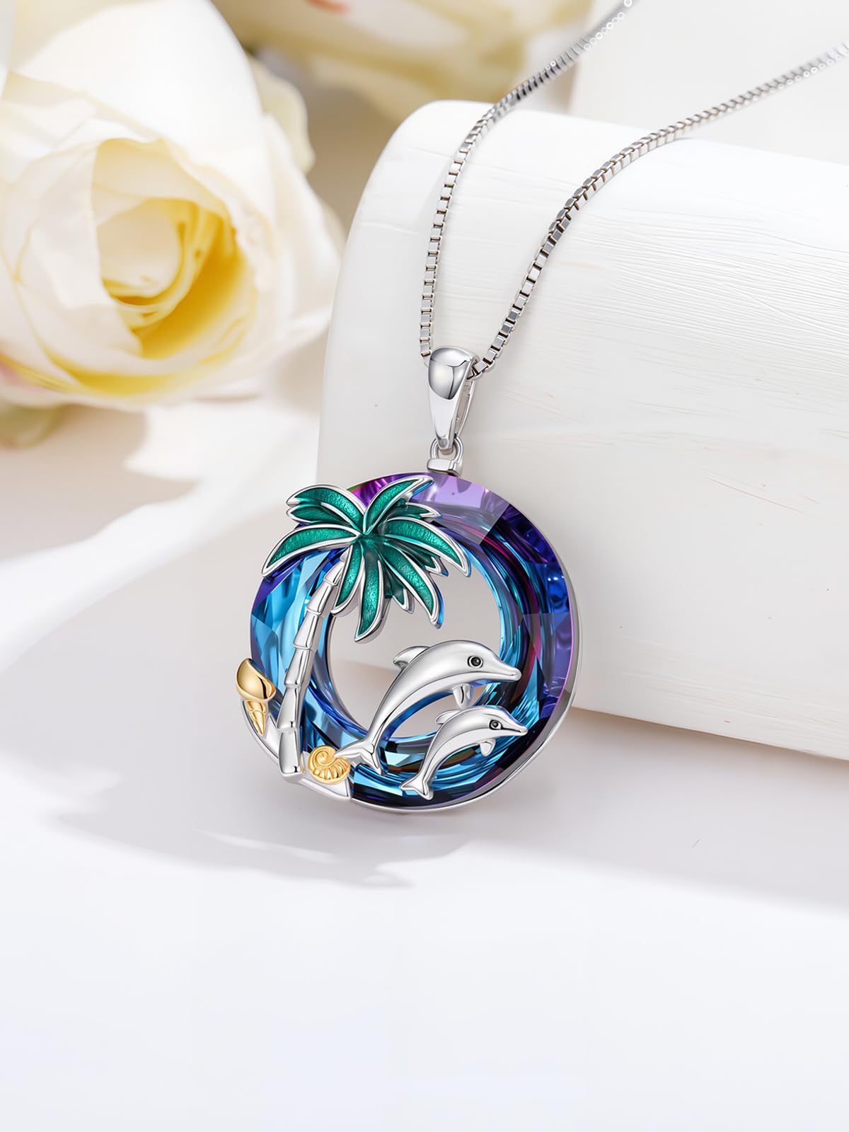 Collar con colgante de larimar de tortuga marina de OCJ, plata de ley 925, 45 cm + extensión de 5 cm. Joya playera inspirada en el océano, regalo para mujer. 