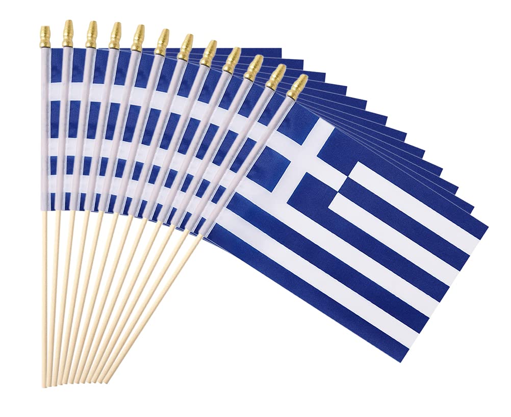 25Pack Small Dominica Flag Handheld Mini Dominican Flag on Stick 5x8 Inch