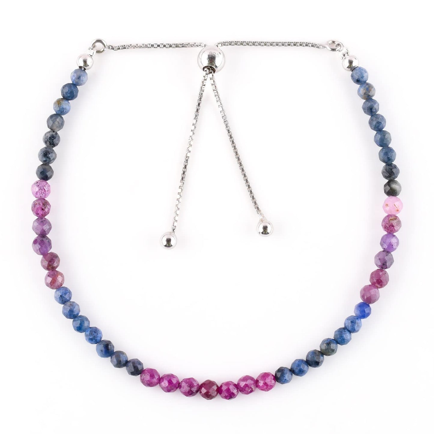 Pulsera bolo de larimar OdrillionGems en plata de ley 925 rodiada, cuentas facetadas azul cielo de 3 mm, cadena ajustable, regalo minimalista hecho a mano para mujer. 