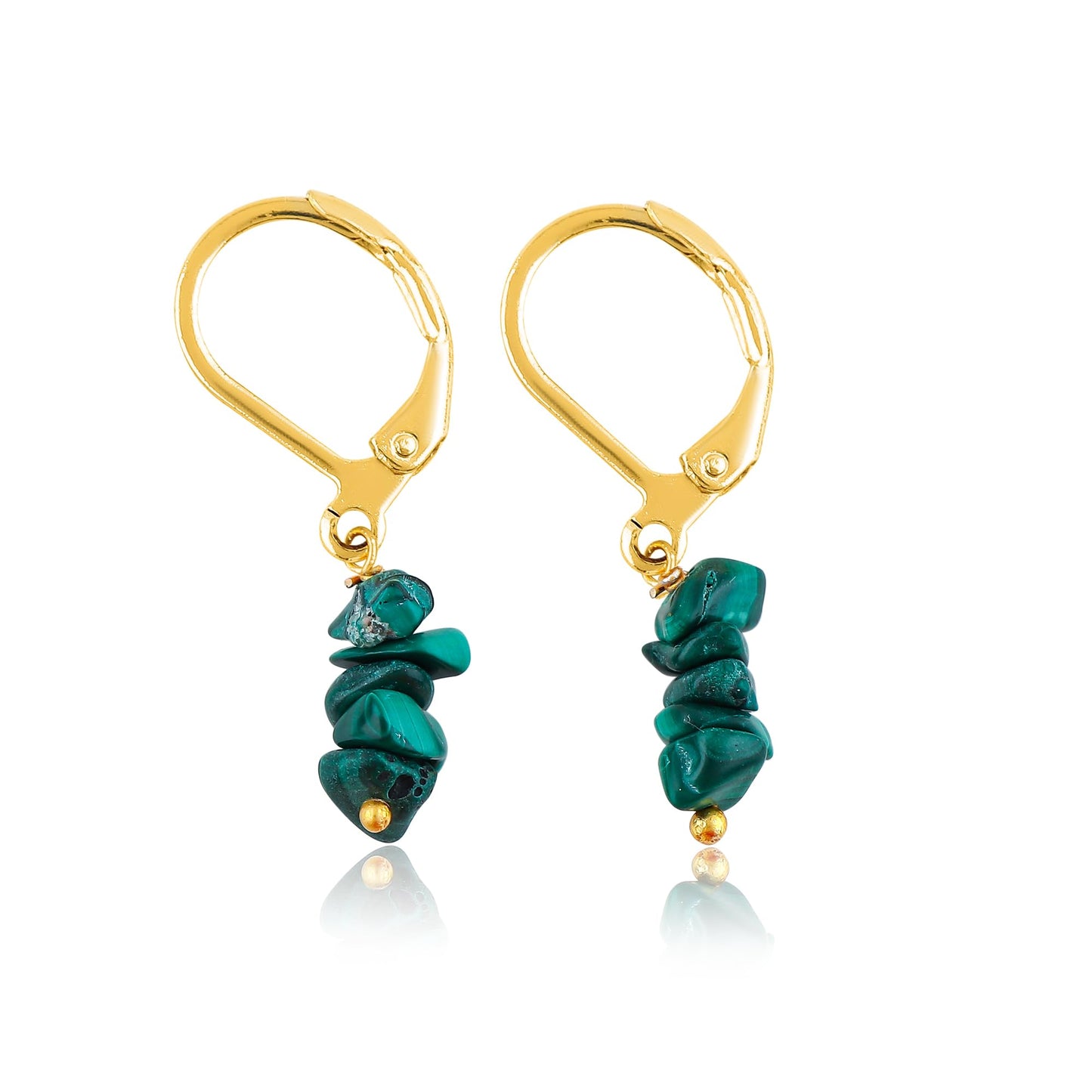 Gemsymphony Larimar Chip Dangle Earrings, Gold-Plated Leverback Hooks, Hypoallergenic, Handmade Lightweight Boho Gift for Women