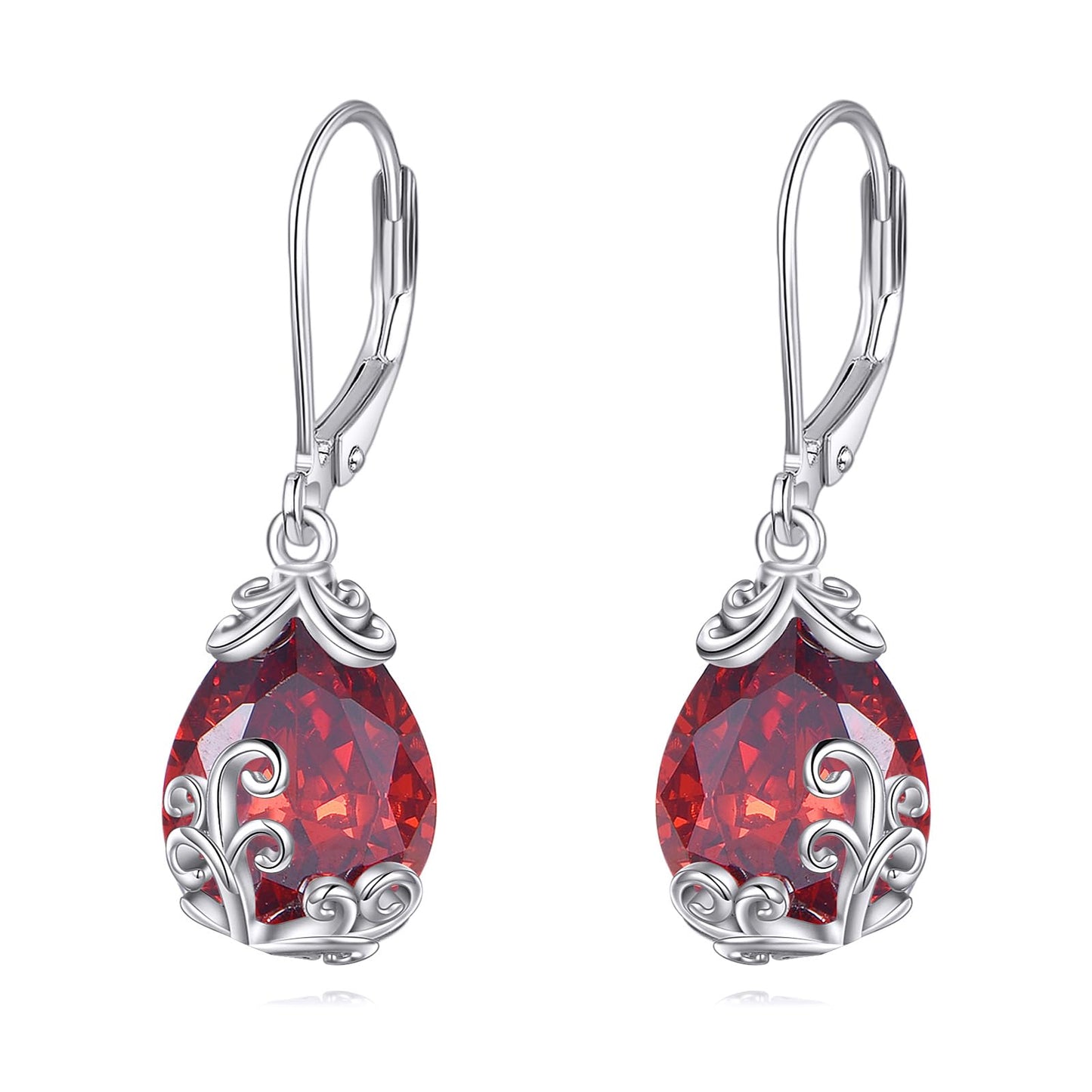 POPLYKE Celtic Filigree Larimar Teardrop Dangle Earrings in 925 Sterling Silver, Leverback, Hypoallergenic, Gift Box, Women’s Jewelry