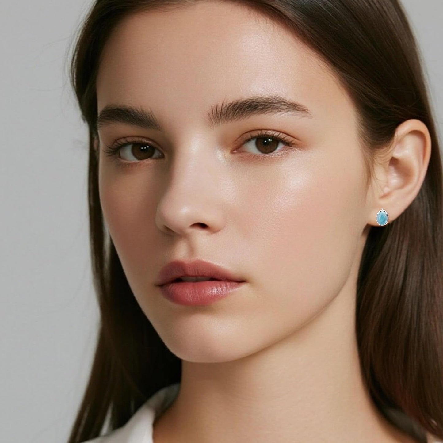 Pendientes colgantes de larimar Gemsme en plata de ley 925 con cierre de palanca, hipoalergénicos, regalo de joyería de larimar azul para mujer. 