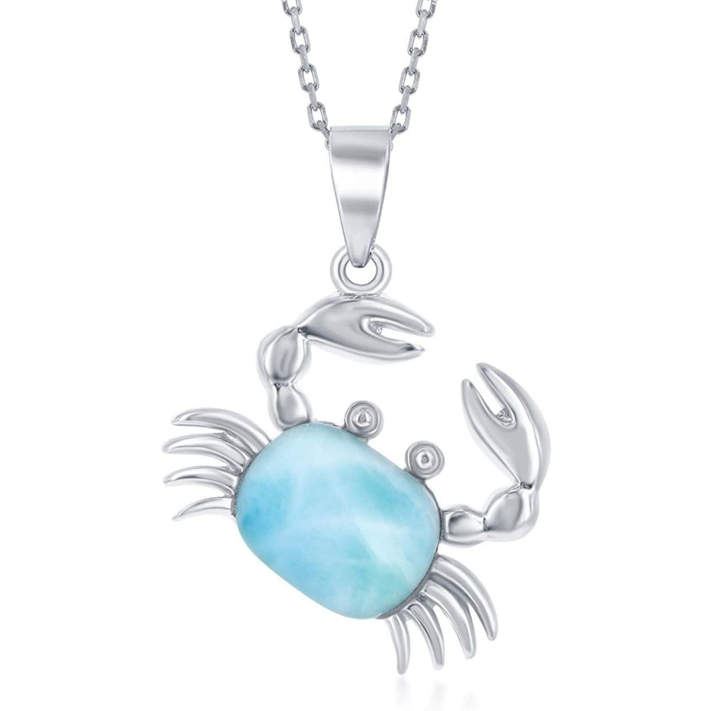 Larimar Gemstone Pendant Necklace – Palm Tree Design, Sterling Silver, Natural Blue Stone Jewelry