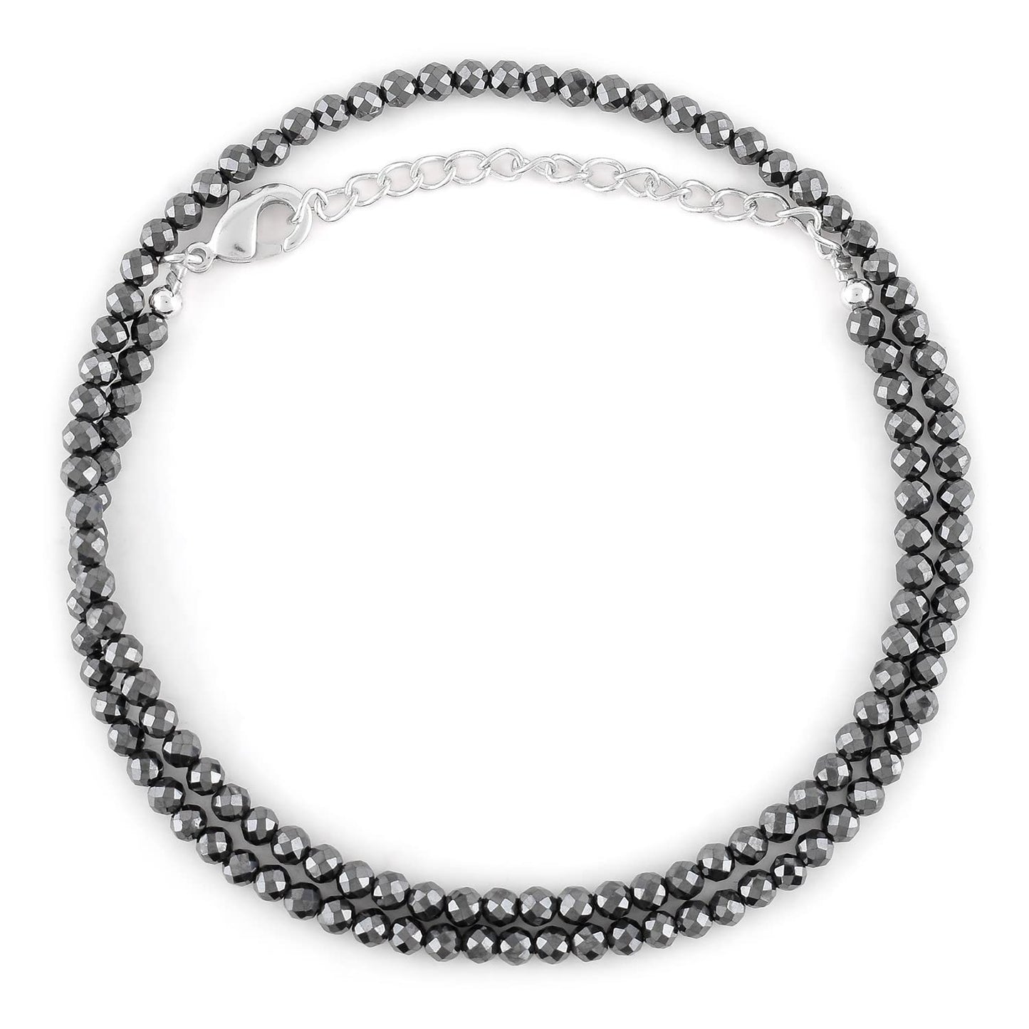 Gargantilla de cuentas de larimar ZEMBIENCE, piedras preciosas naturales facetadas de 3 mm, latón bañado en plata con revestimiento electrolítico, extensor de 40,6 cm + 5 cm, cierre de mosquetón, regalo minimalista.