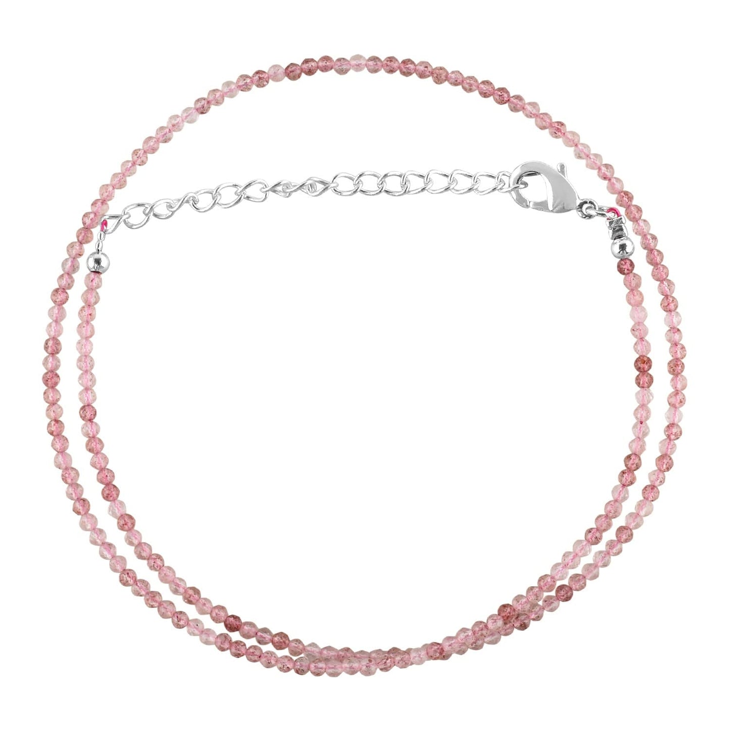 Gargantilla de cuentas de larimar ZEMBIENCE, piedras preciosas naturales facetadas de 3 mm, latón bañado en plata con revestimiento electrolítico, extensor de 40,6 cm + 5 cm, cierre de mosquetón, regalo minimalista.