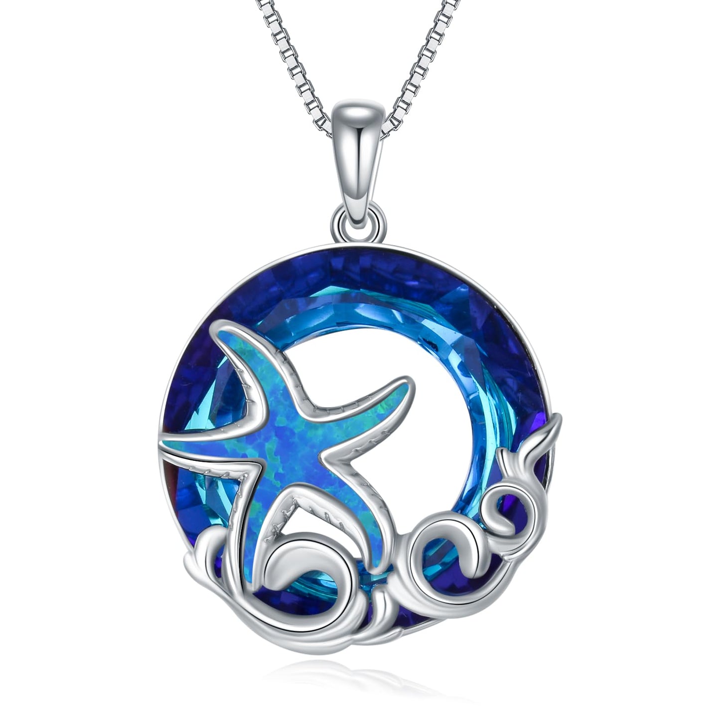 Collar con colgante de larimar de tortuga marina de OCJ, plata de ley 925, 45 cm + extensión de 5 cm. Joya playera inspirada en el océano, regalo para mujer. 