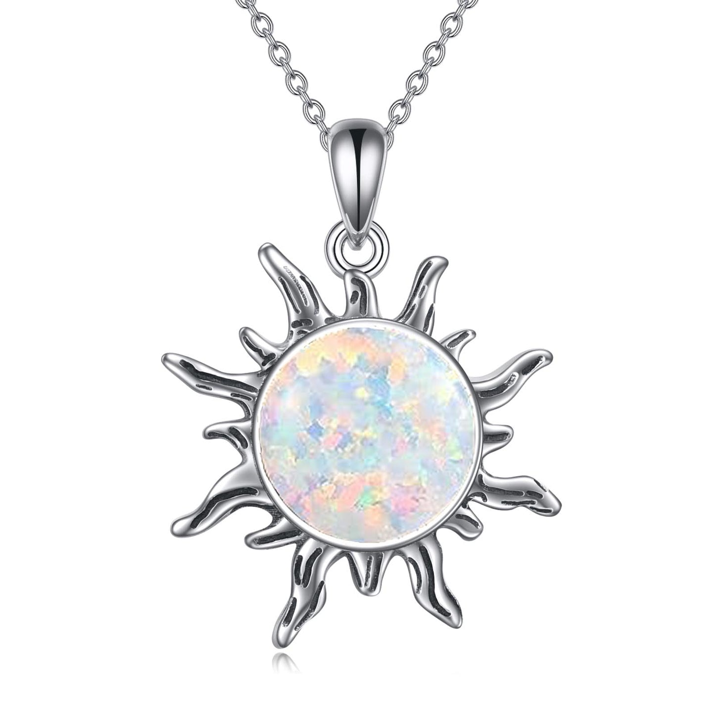 Collar de sol de larimar TIGER RIDER en plata de ley 925, cadena de 45 cm + 5 cm, caja de regalo, joyería para mujer 