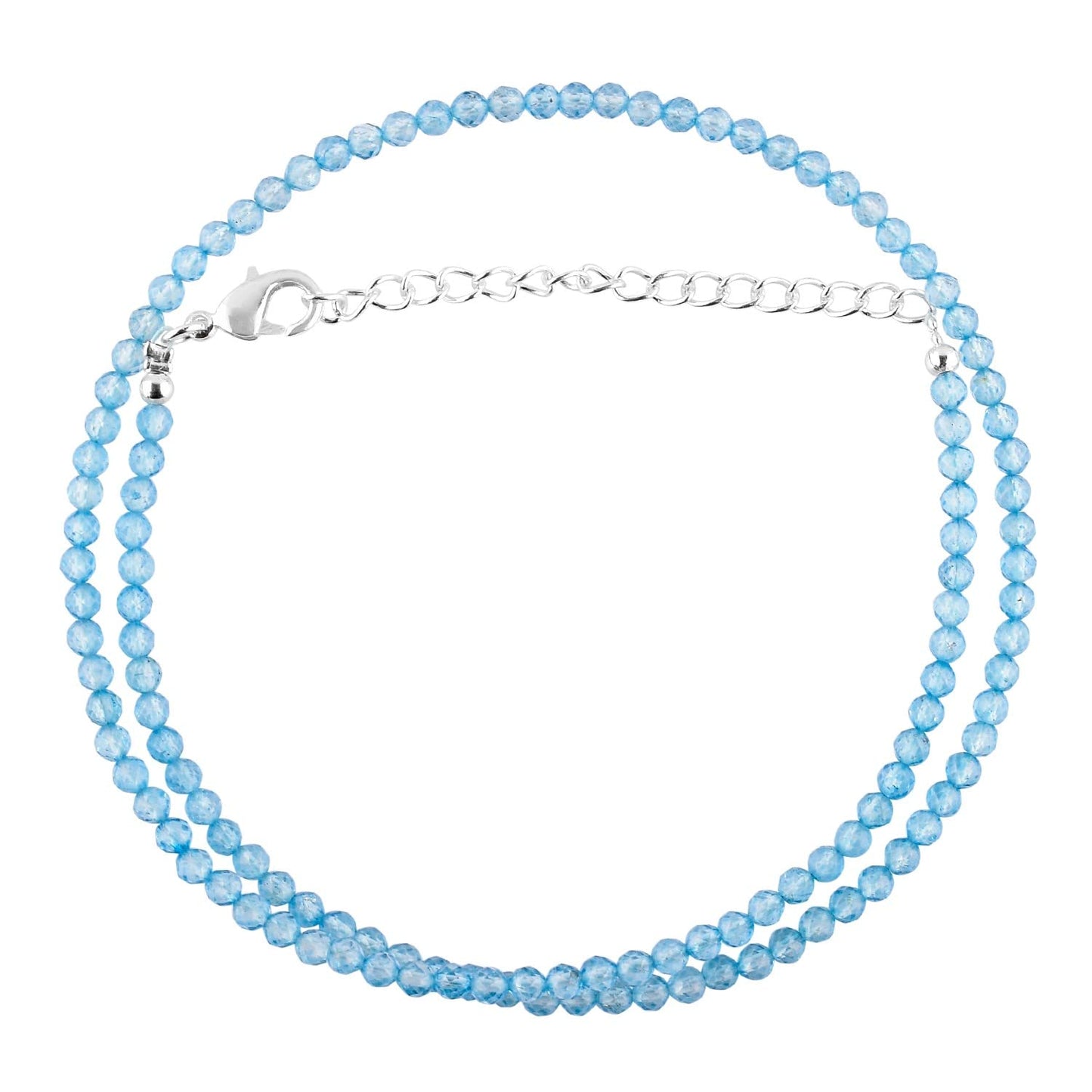 Gargantilla de cuentas de larimar ZEMBIENCE, piedras preciosas naturales facetadas de 3 mm, latón bañado en plata con revestimiento electrolítico, extensor de 40,6 cm + 5 cm, cierre de mosquetón, regalo minimalista.