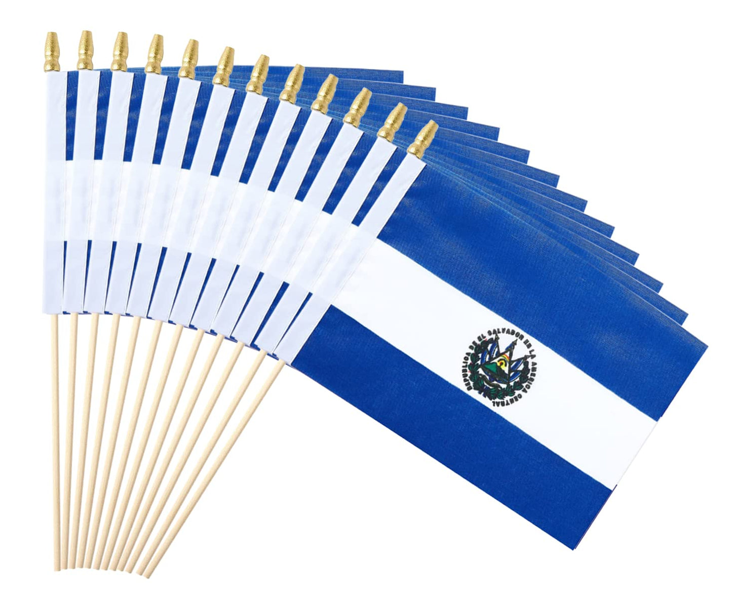 25Pack Small Dominica Flag Handheld Mini Dominican Flag on Stick 5x8 Inch