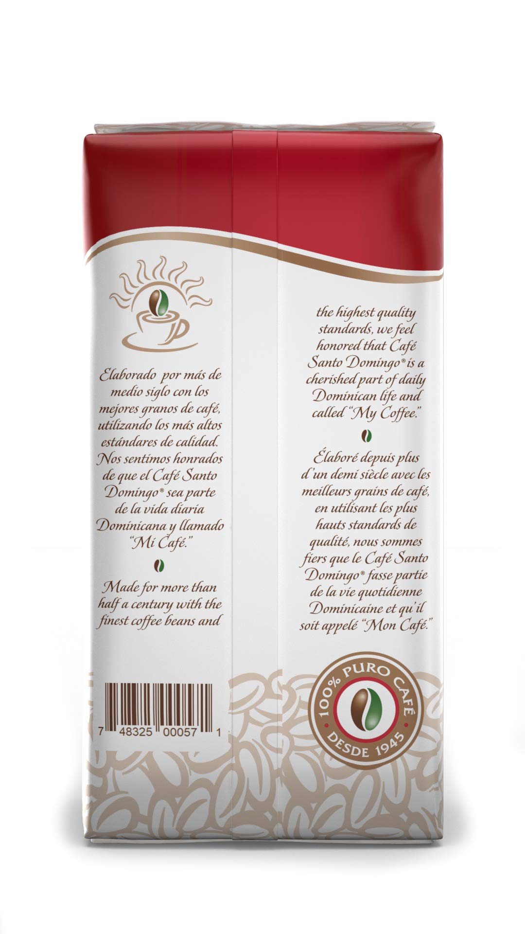 Café Santo Domingo, 16 oz Bag, Ground Coffee, Medium Roast - Product from the Dominican Republic (Pack of 2)