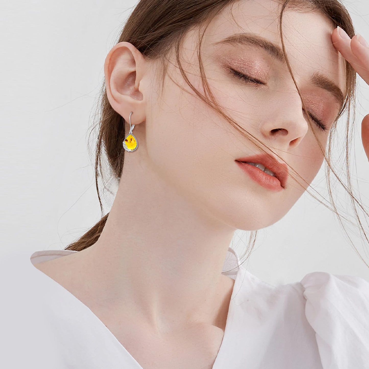 POPLYKE Celtic Filigree Larimar Teardrop Dangle Earrings in 925 Sterling Silver, Leverback, Hypoallergenic, Gift Box, Women’s Jewelry