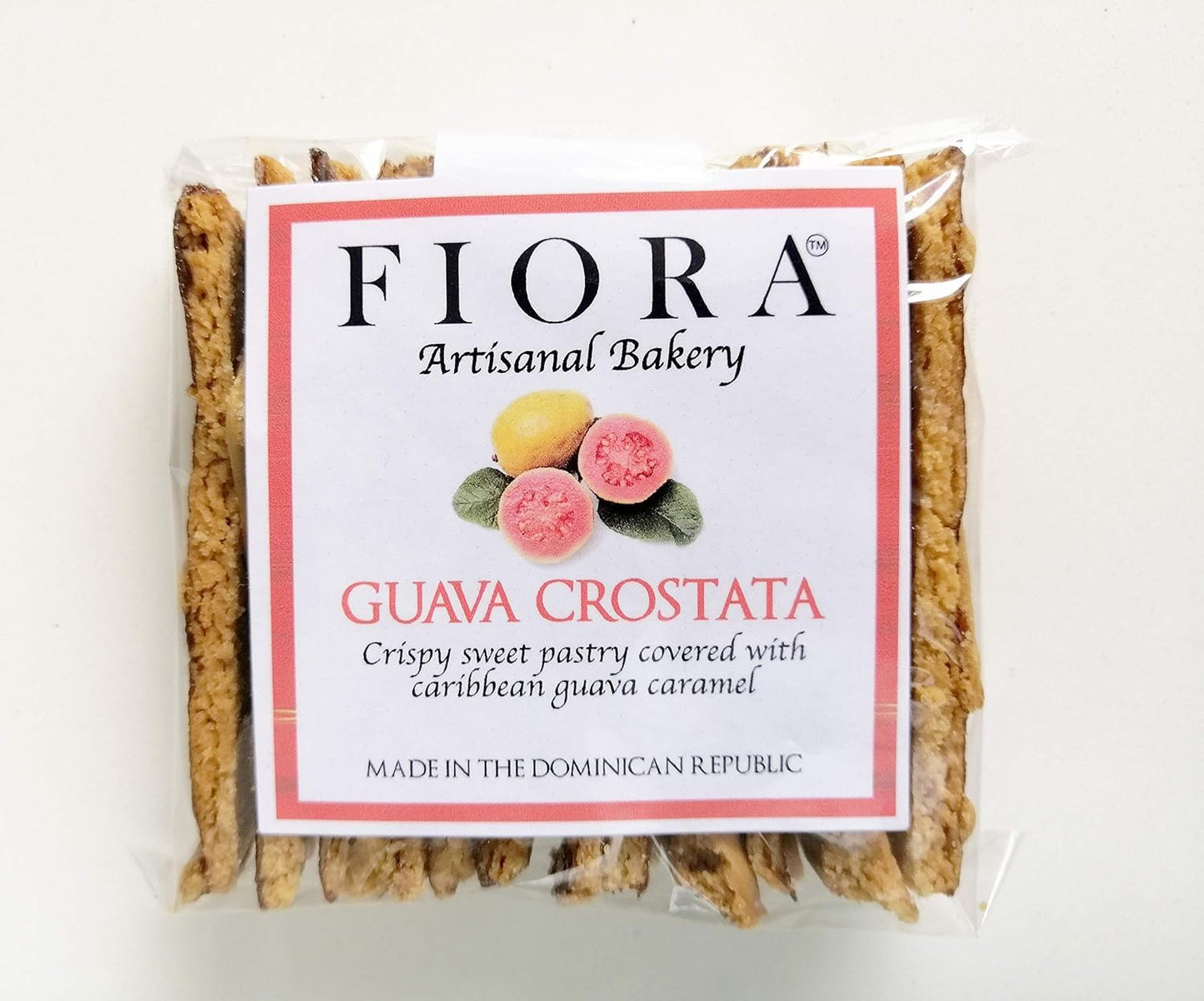 Crostata crujiente de guayaba Fiora (pastel crujiente dulce cubierto de caramelo de guayaba caribeño) 70 g (3 paquetes individuales) 
