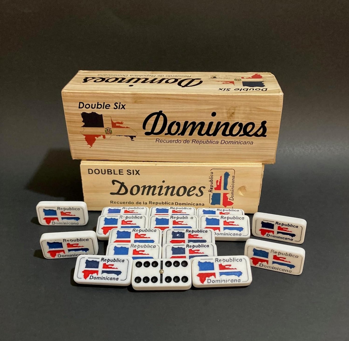 Dominican Republic Flag Dominoes Set (Double Six) – 28 Tiles, Party Ready