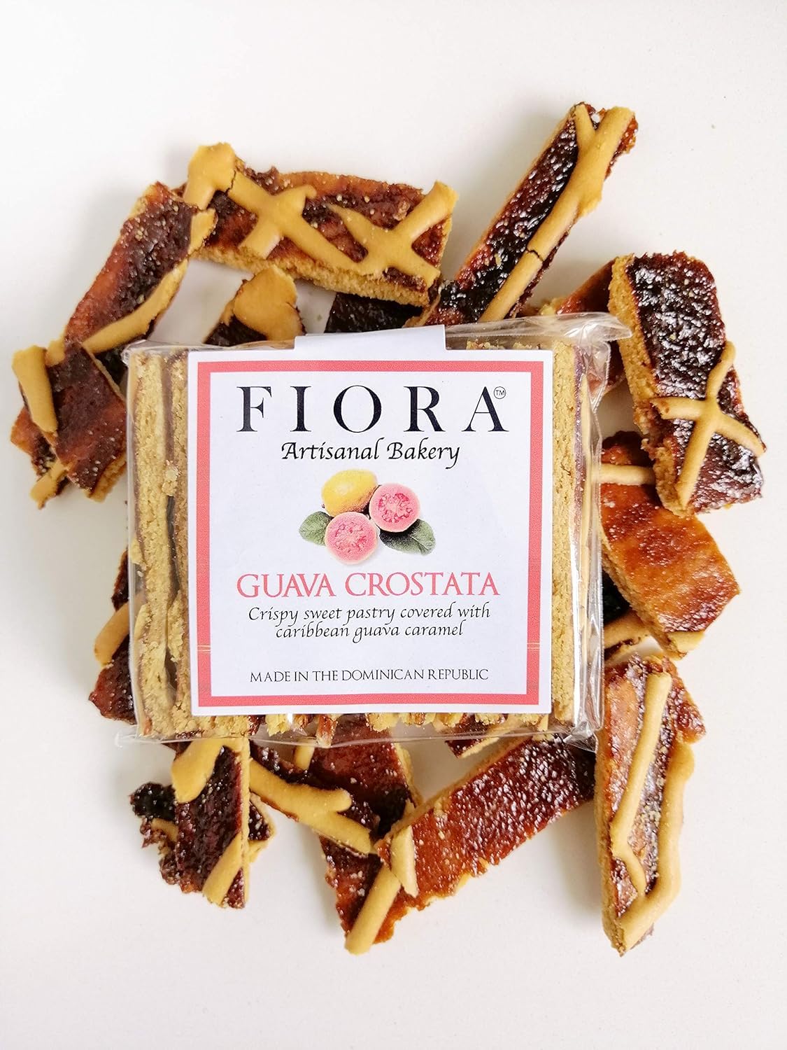 Crostata crujiente de guayaba Fiora (pastel crujiente dulce cubierto de caramelo de guayaba caribeño) 70 g (3 paquetes individuales) 