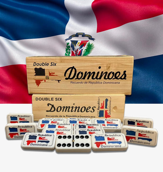 Dominican Republic Flag Dominoes Set (Double Six) – 28 Tiles, Party Ready