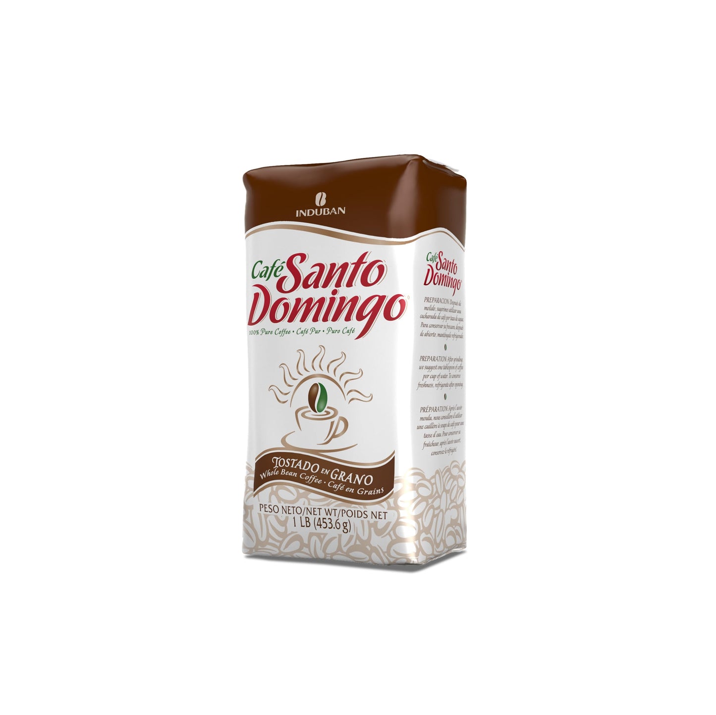 Café Santo Domingo, bolsa de 16 oz, café en grano, tueste medio - Producto de República Dominicana (paquete de 4) 