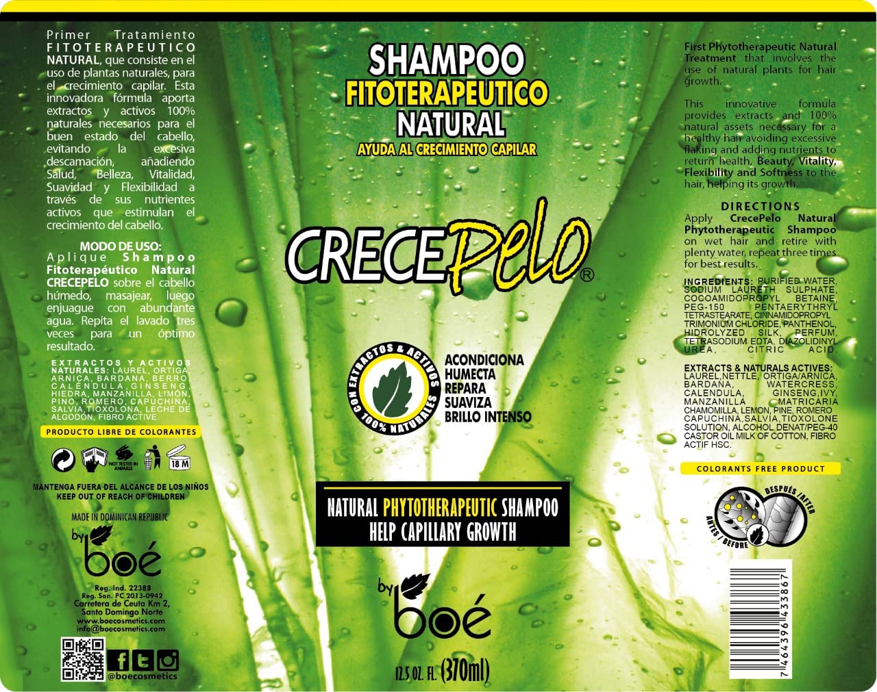 Crece Pelo Natural Hair Growth Duo – Shampoo & Rinse Set (12.5 oz each)