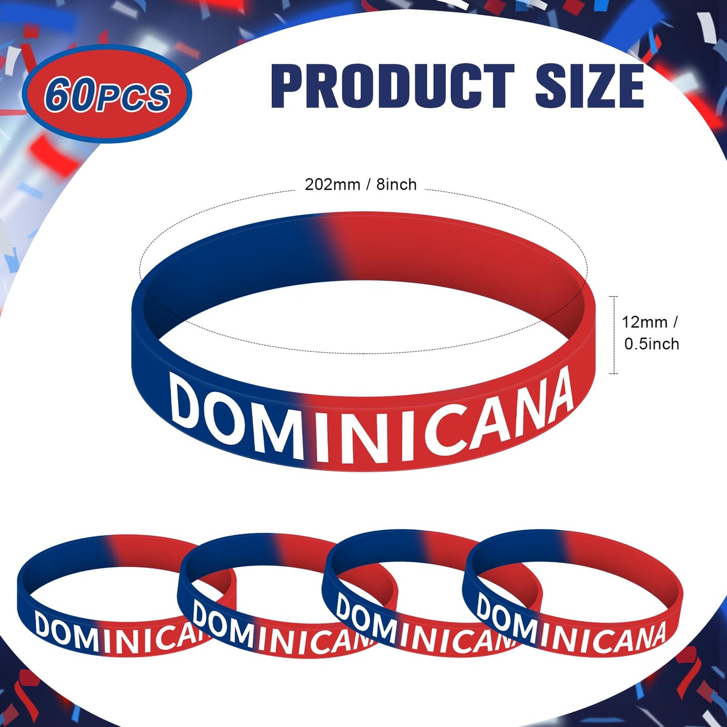 Pulseras de silicona de República Dominicana – 60 pulseras para regalos de fiesta 