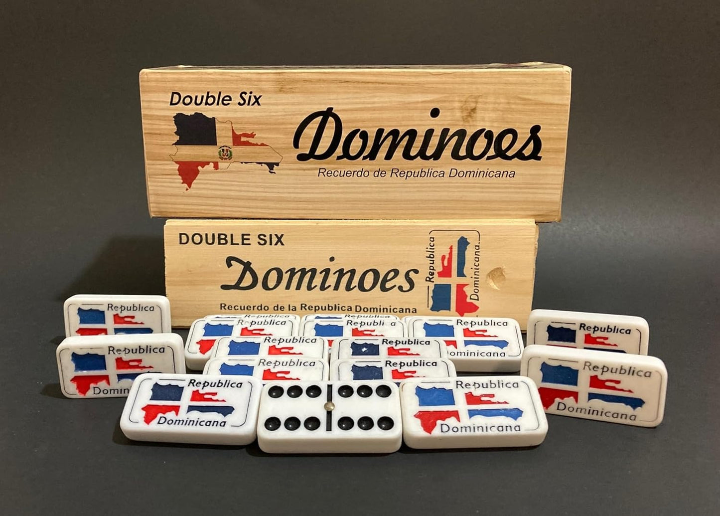 Dominican Republic Flag Dominoes Set (Double Six) – 28 Tiles, Party Ready