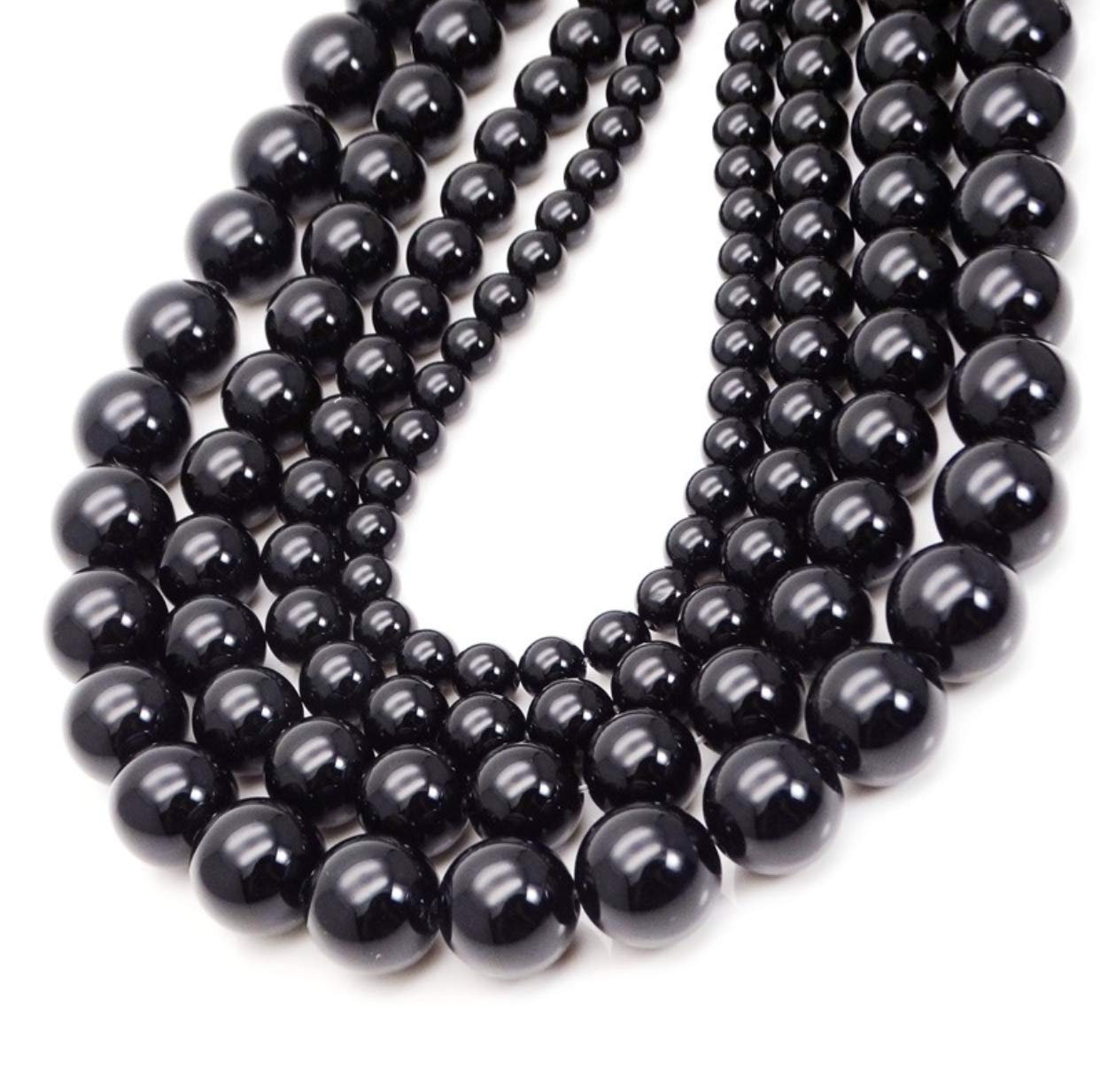 Cuentas sueltas de larimar Barahona de ABCGEMS, 10 mm, redondas y lisas, con inclusiones dendríticas negras, tira de 39 cm, agujero de 1 mm, República Dominicana, suministros para bisutería 