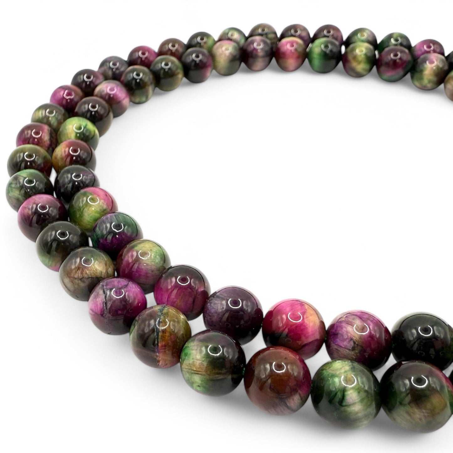 Cuentas sueltas de larimar Barahona de ABCGEMS, 10 mm, redondas y lisas, con inclusiones dendríticas negras, tira de 39 cm, agujero de 1 mm, República Dominicana, suministros para bisutería 