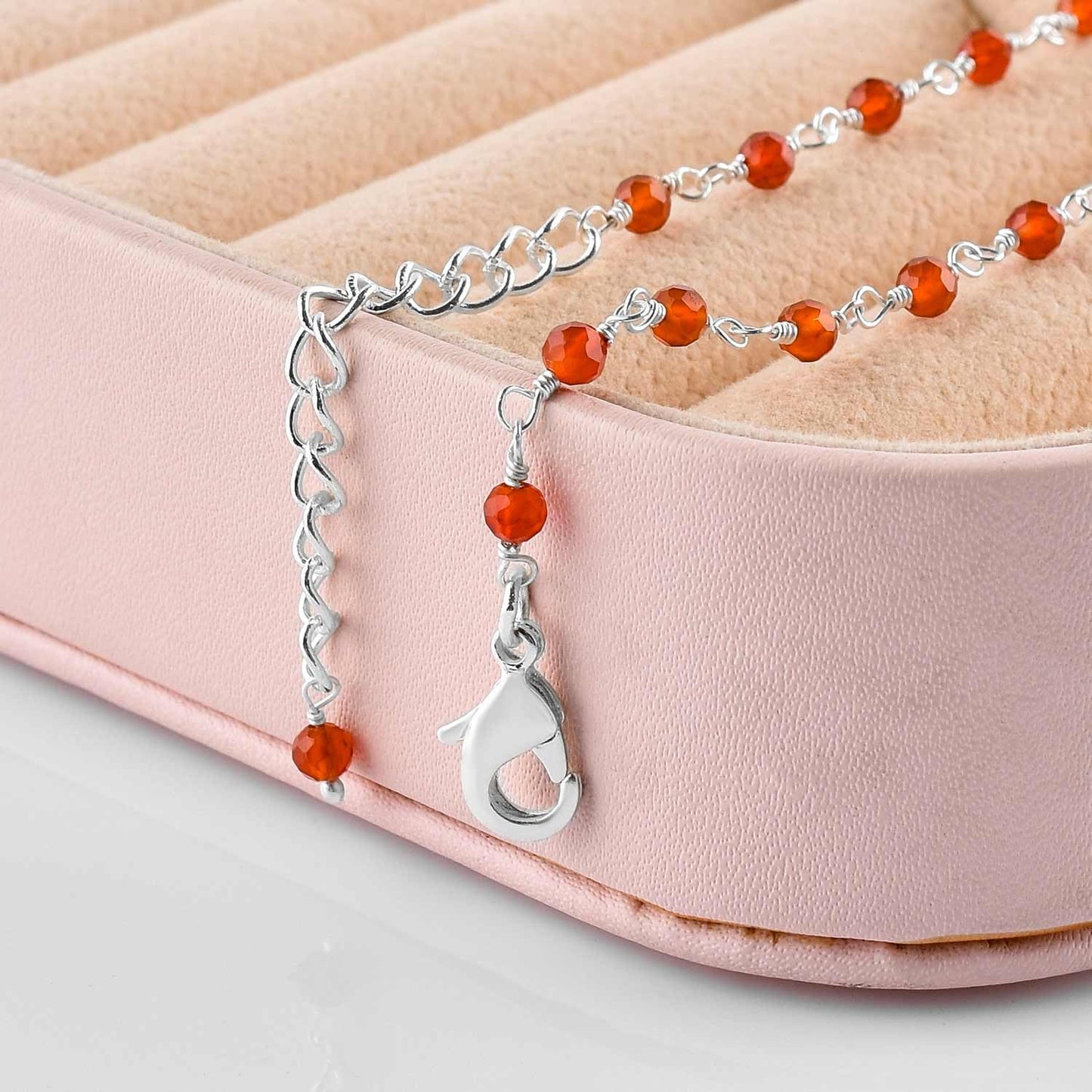 YANARA Larimar Rosary Anklet, Faceted 3mm Gemstone Beads, Silver-Plated Brass, 9”+1.5” Extender, Lobster Clasp, Summer Beach Gift for Women