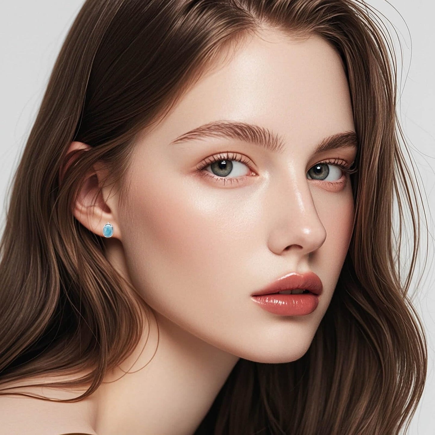 Pendientes colgantes de larimar Gemsme en plata de ley 925 con cierre de palanca, hipoalergénicos, regalo de joyería de larimar azul para mujer. 