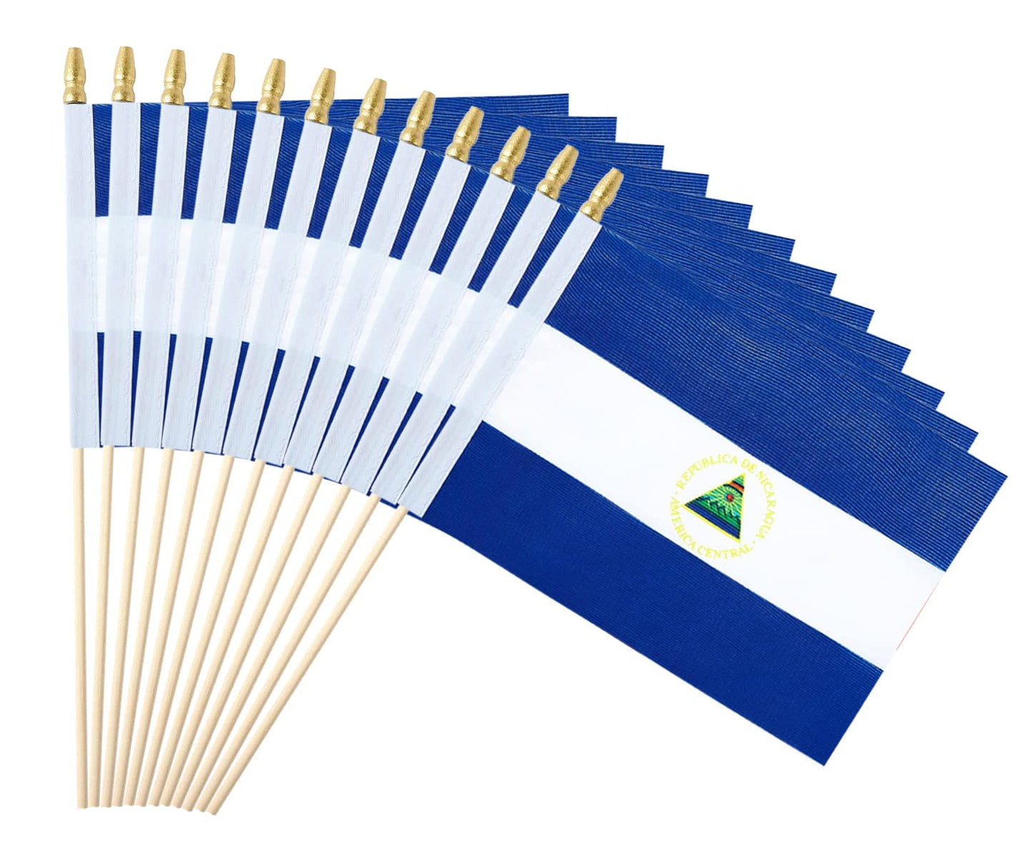 25Pack Small Dominica Flag Handheld Mini Dominican Flag on Stick 5x8 Inch