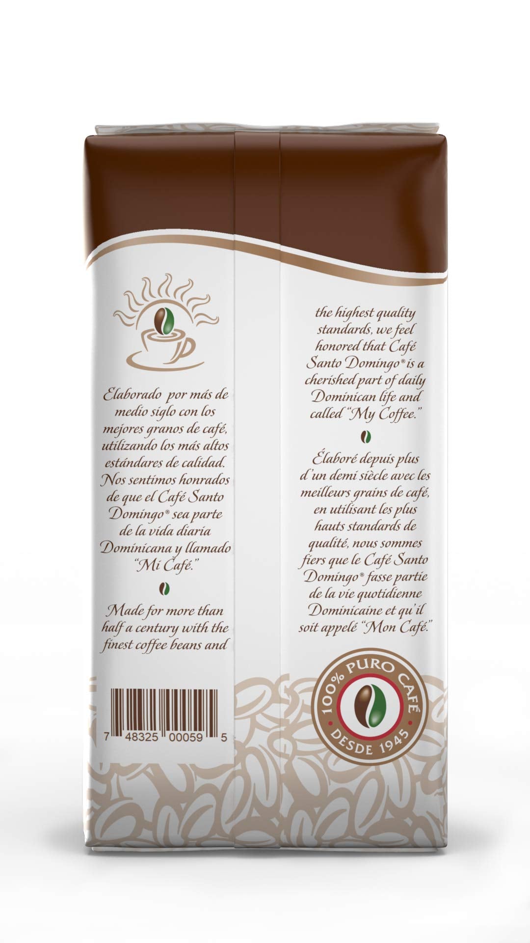 Café Santo Domingo, bolsa de 16 oz, café en grano, tueste medio - Producto de República Dominicana (paquete de 4) 