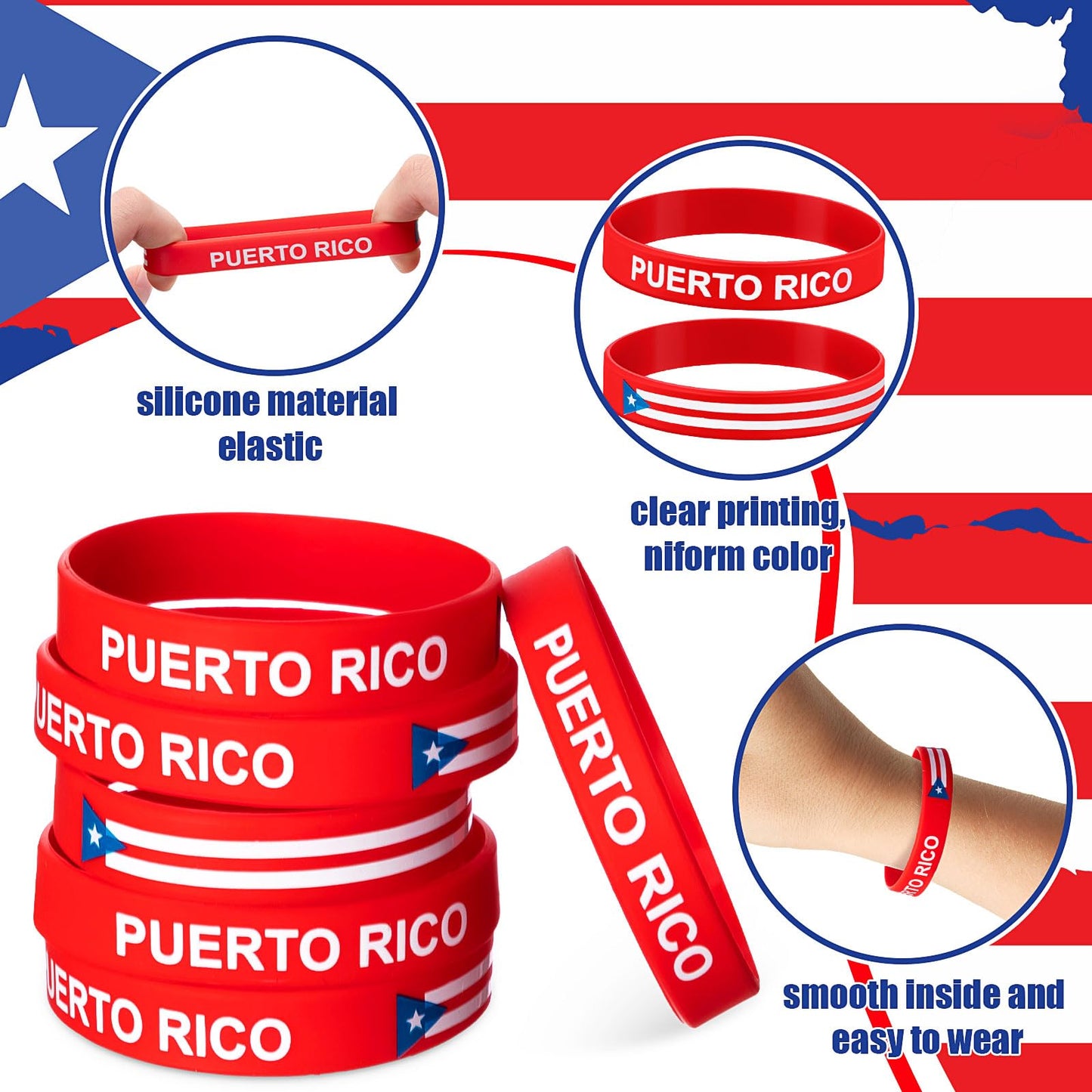 Pulseras de silicona de República Dominicana – 60 pulseras para regalos de fiesta 