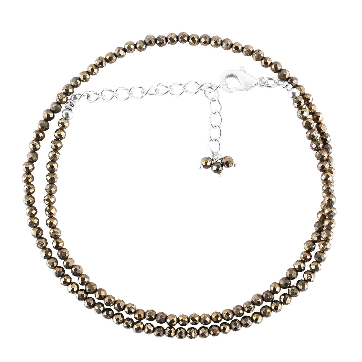 Gargantilla de cuentas de larimar ZEMBIENCE, piedras preciosas naturales facetadas de 3 mm, latón bañado en plata con revestimiento electrolítico, extensor de 40,6 cm + 5 cm, cierre de mosquetón, regalo minimalista.