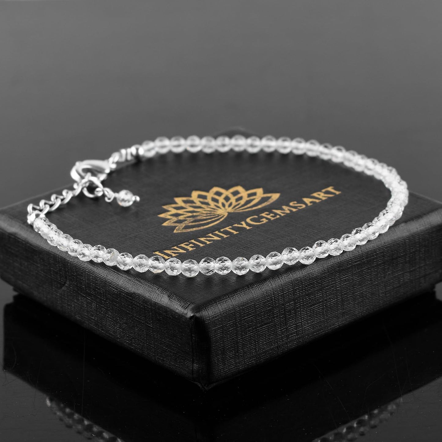 Pulsera de microcuentas de larimar en latón plateado, microcuentas facetadas de 3 mm, piedra preciosa natural, 20 cm de largo, cierre de mosquetón, un regalo exquisito para mujer.