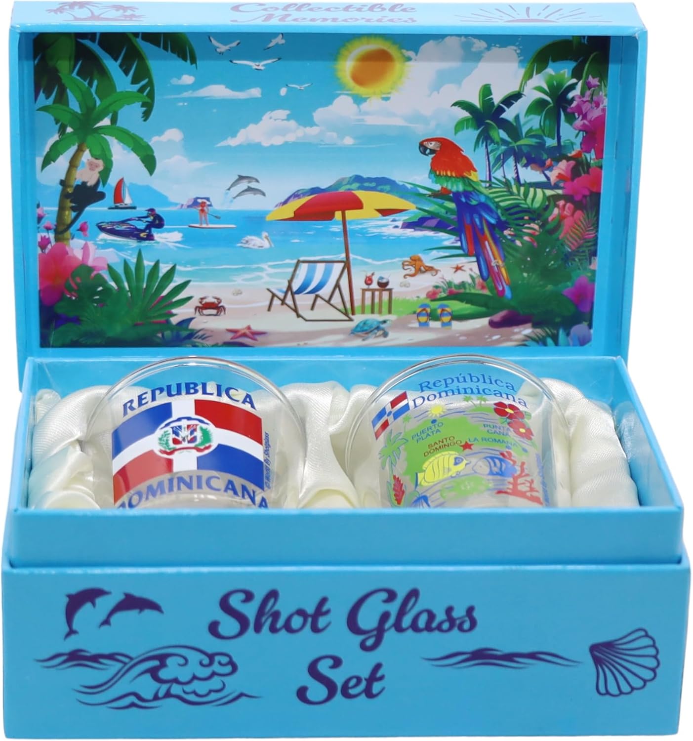 Juego de vasos de chupito caribeños de República Dominicana (juego de 2) 