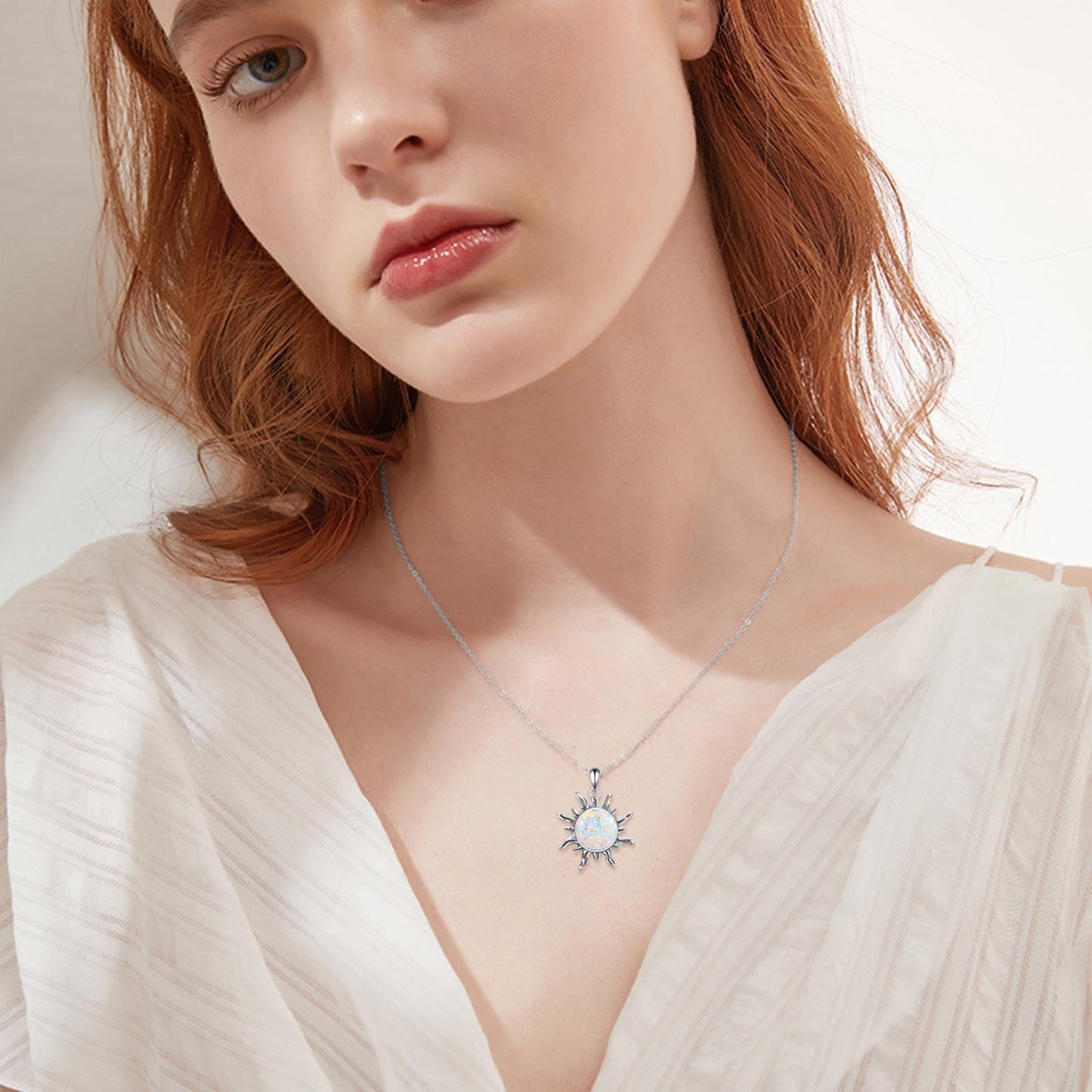 Collar de sol de larimar TIGER RIDER en plata de ley 925, cadena de 45 cm + 5 cm, caja de regalo, joyería para mujer 