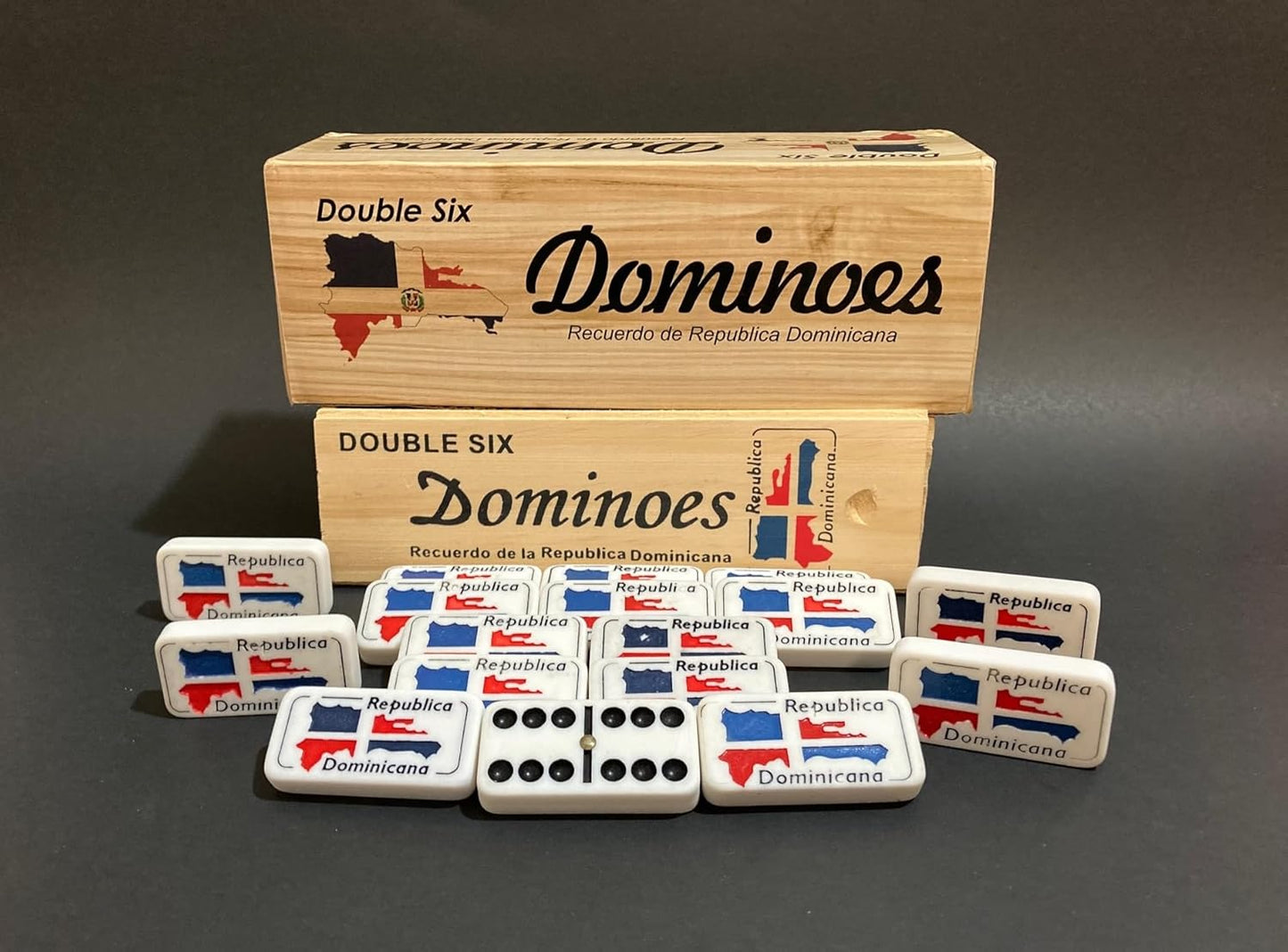 Dominican Republic Flag Dominoes Set (Double Six) – 28 Tiles, Party Ready