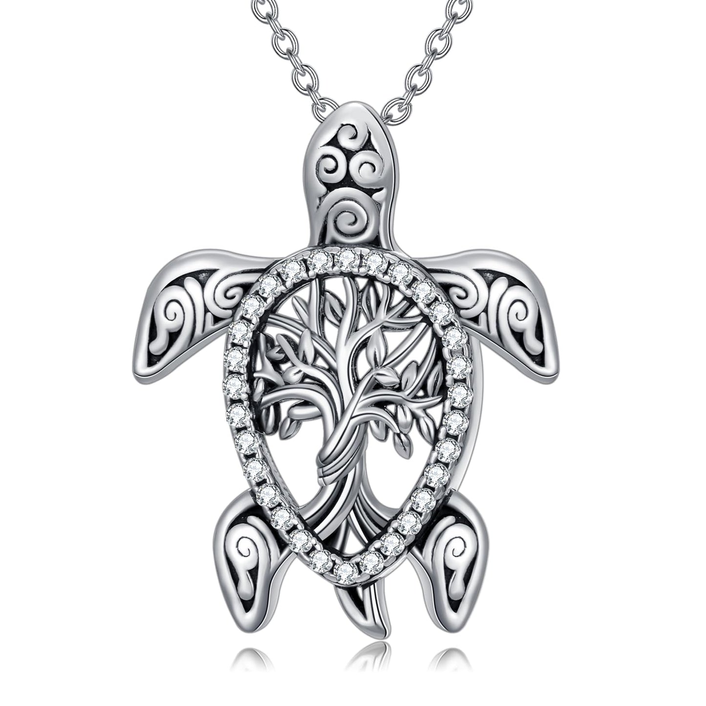 Collar con colgante de larimar de tortuga marina de OCJ, plata de ley 925, 45 cm + extensión de 5 cm. Joya playera inspirada en el océano, regalo para mujer. 