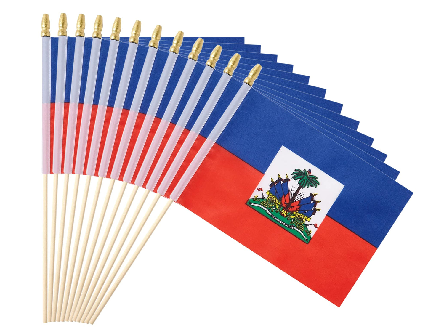 25Pack Small Dominica Flag Handheld Mini Dominican Flag on Stick 5x8 Inch