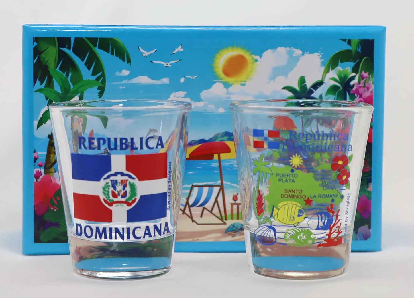 Juego de vasos de chupito caribeños de República Dominicana (juego de 2) 