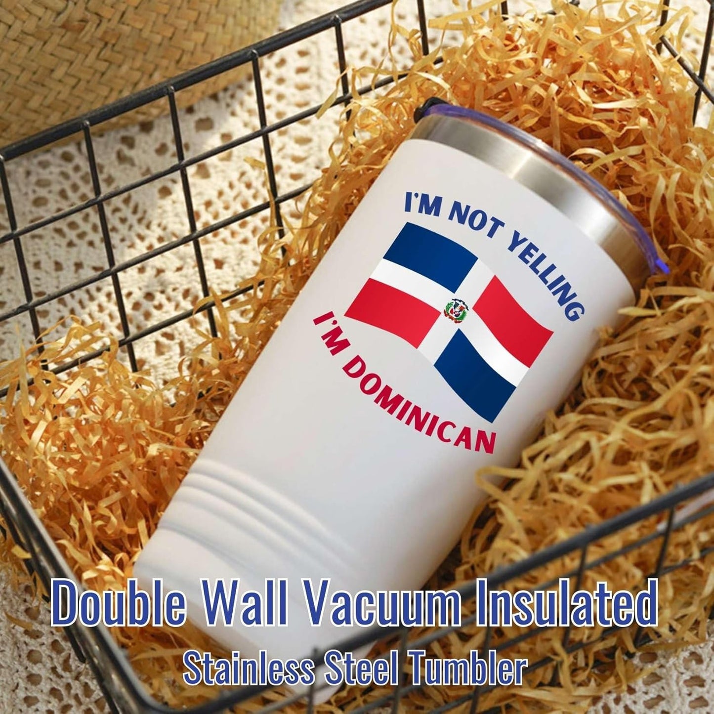 Taza térmica de viaje de República Dominicana de 590 ml: regalo divertido "No estoy gritando". 