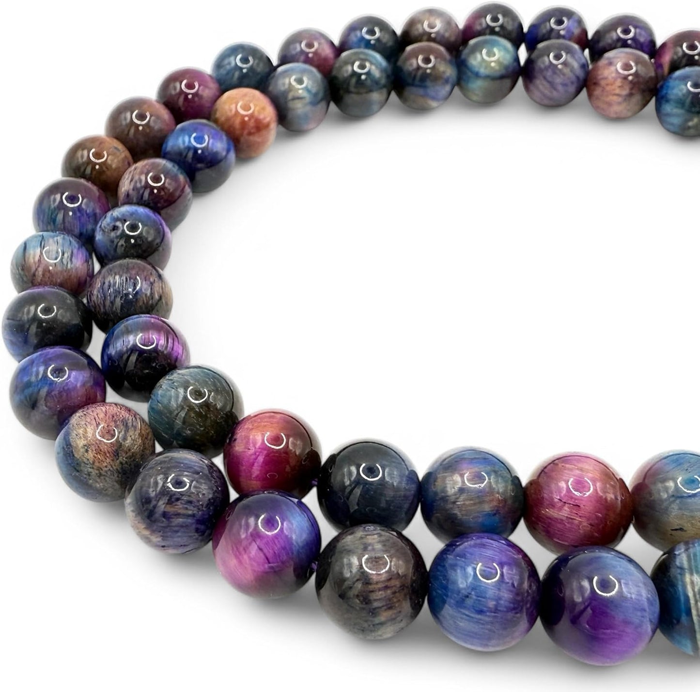 Cuentas sueltas de larimar Barahona de ABCGEMS, 10 mm, redondas y lisas, con inclusiones dendríticas negras, tira de 39 cm, agujero de 1 mm, República Dominicana, suministros para bisutería 