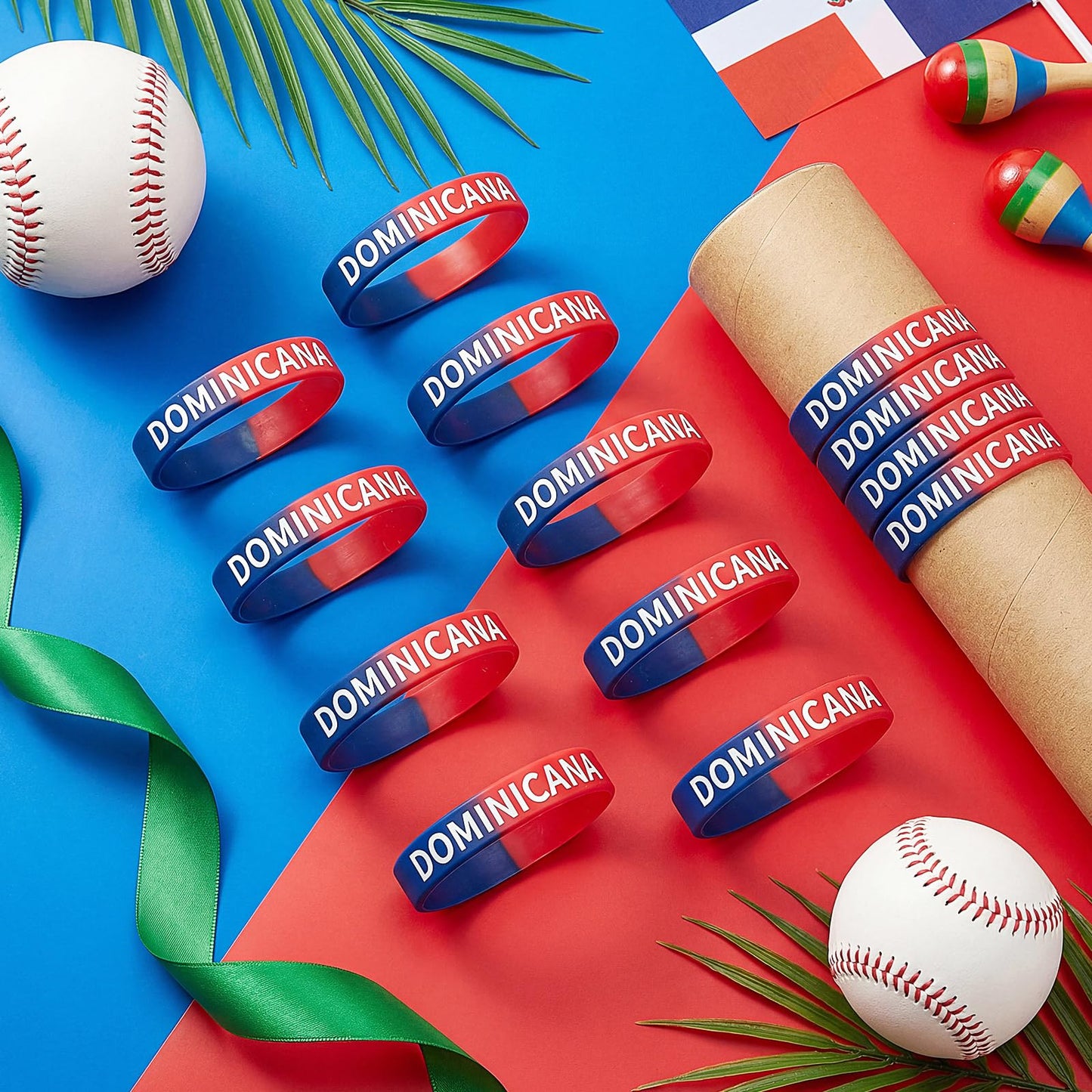 Pulseras de silicona de República Dominicana – 60 pulseras para regalos de fiesta 