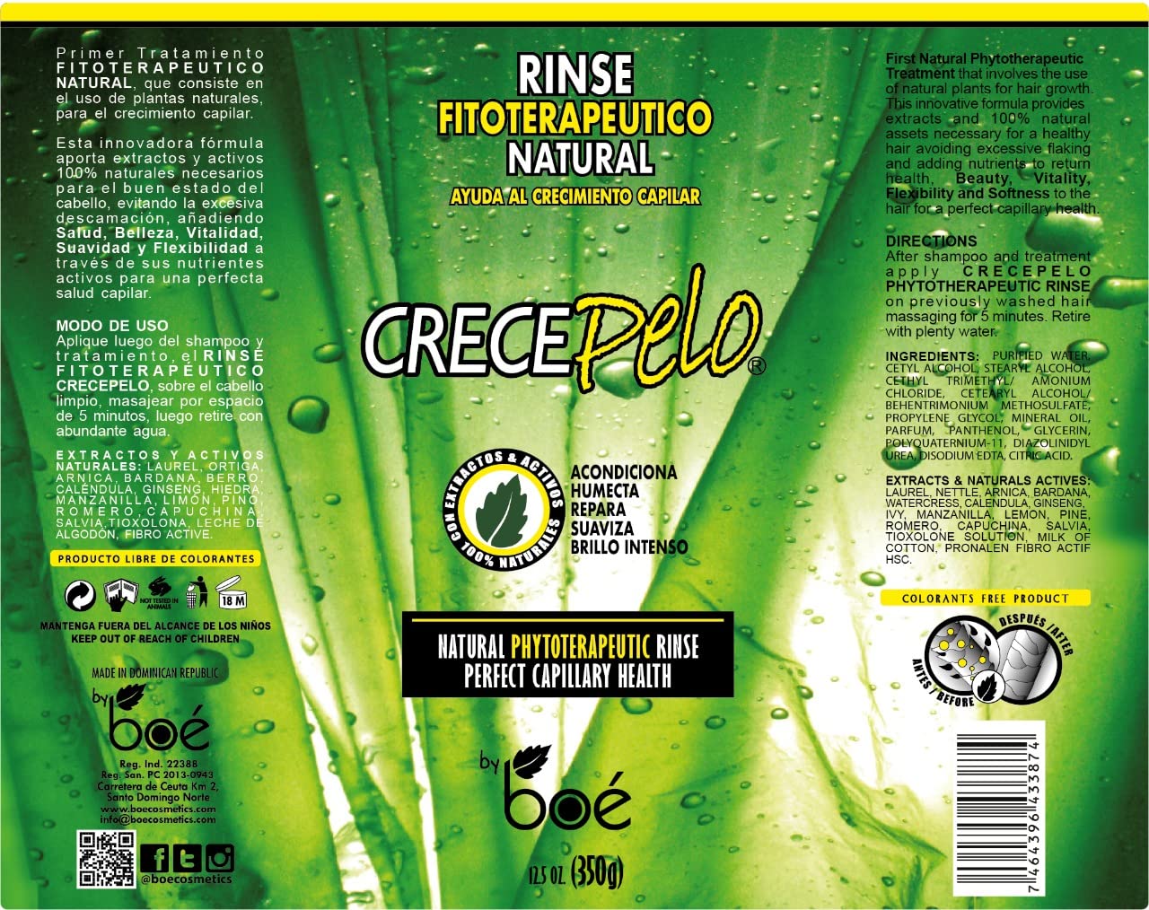 Crece Pelo Natural Hair Growth Duo – Shampoo & Rinse Set (12.5 oz each)