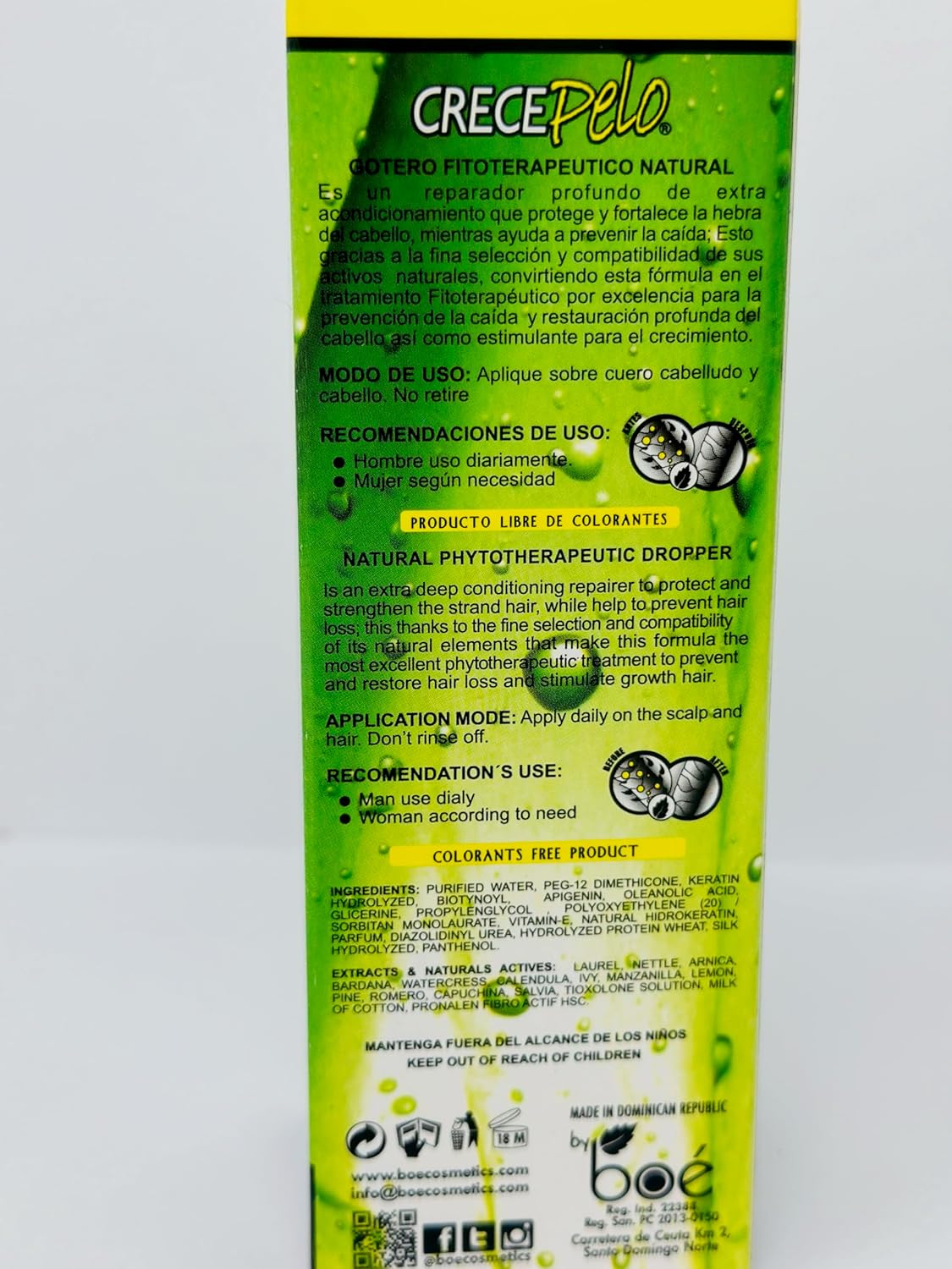 Gotero fitoterapéutico natural para el crecimiento del cabello, 4.25 oz 