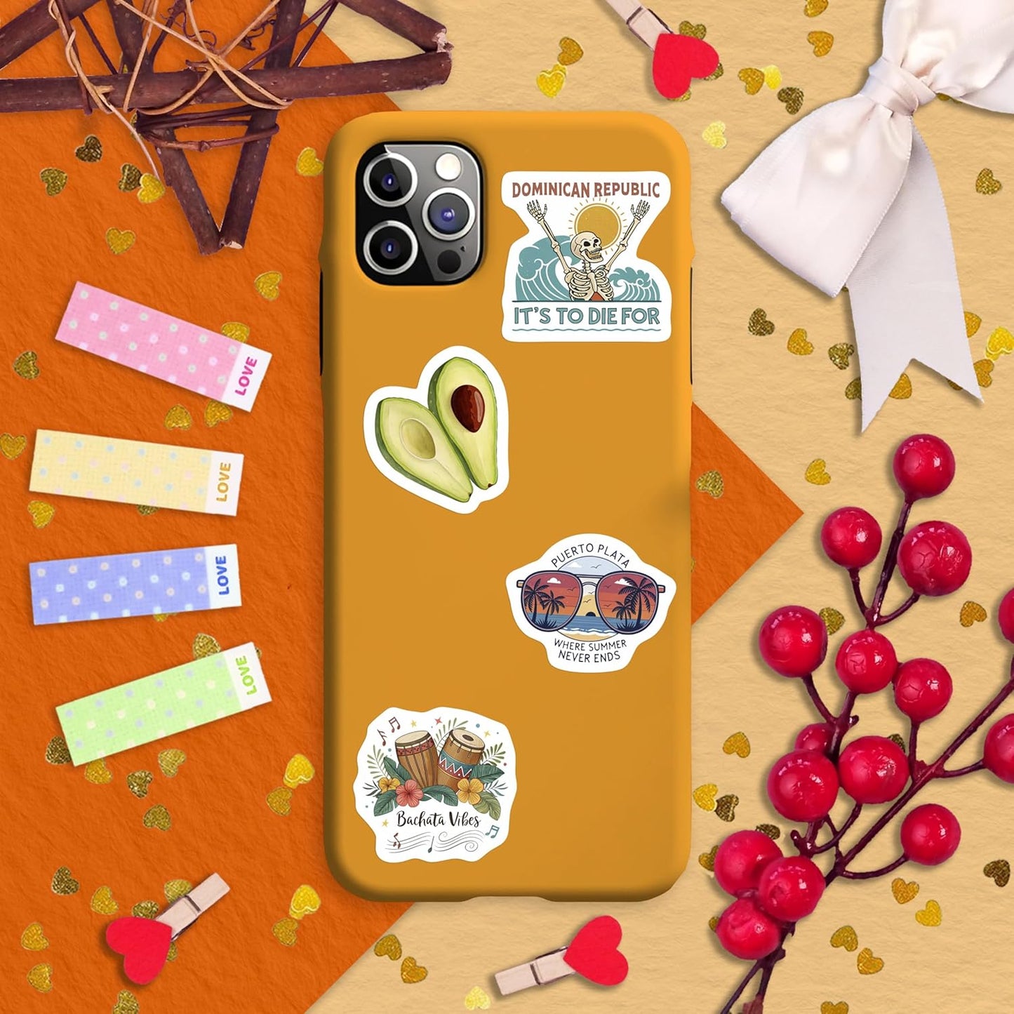 Paquete de 100 pegatinas dominicanas: calcomanías de viaje para botellas, portátiles y equipaje 