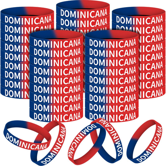 Pulseras de silicona de República Dominicana – 60 pulseras para regalos de fiesta 