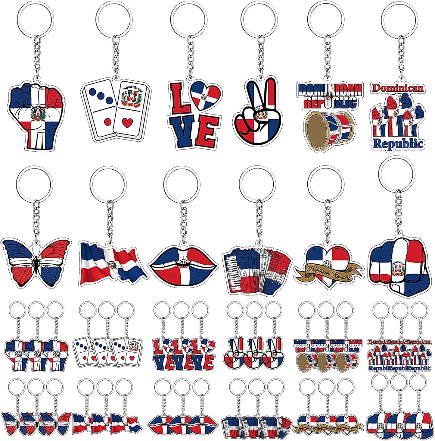 Llaveros Kigeli con la bandera dominicana (paquete de 36) – Recuerdos de fiesta acrílicos al por mayor 
