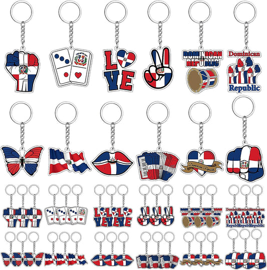 Llaveros Kigeli con la bandera dominicana (paquete de 36) – Recuerdos de fiesta acrílicos al por mayor 
