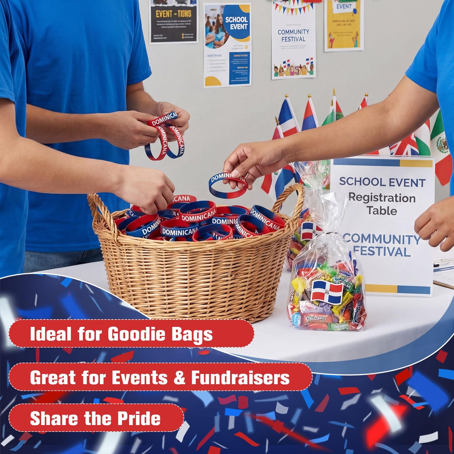 Pulseras de silicona de República Dominicana – 60 pulseras para regalos de fiesta 