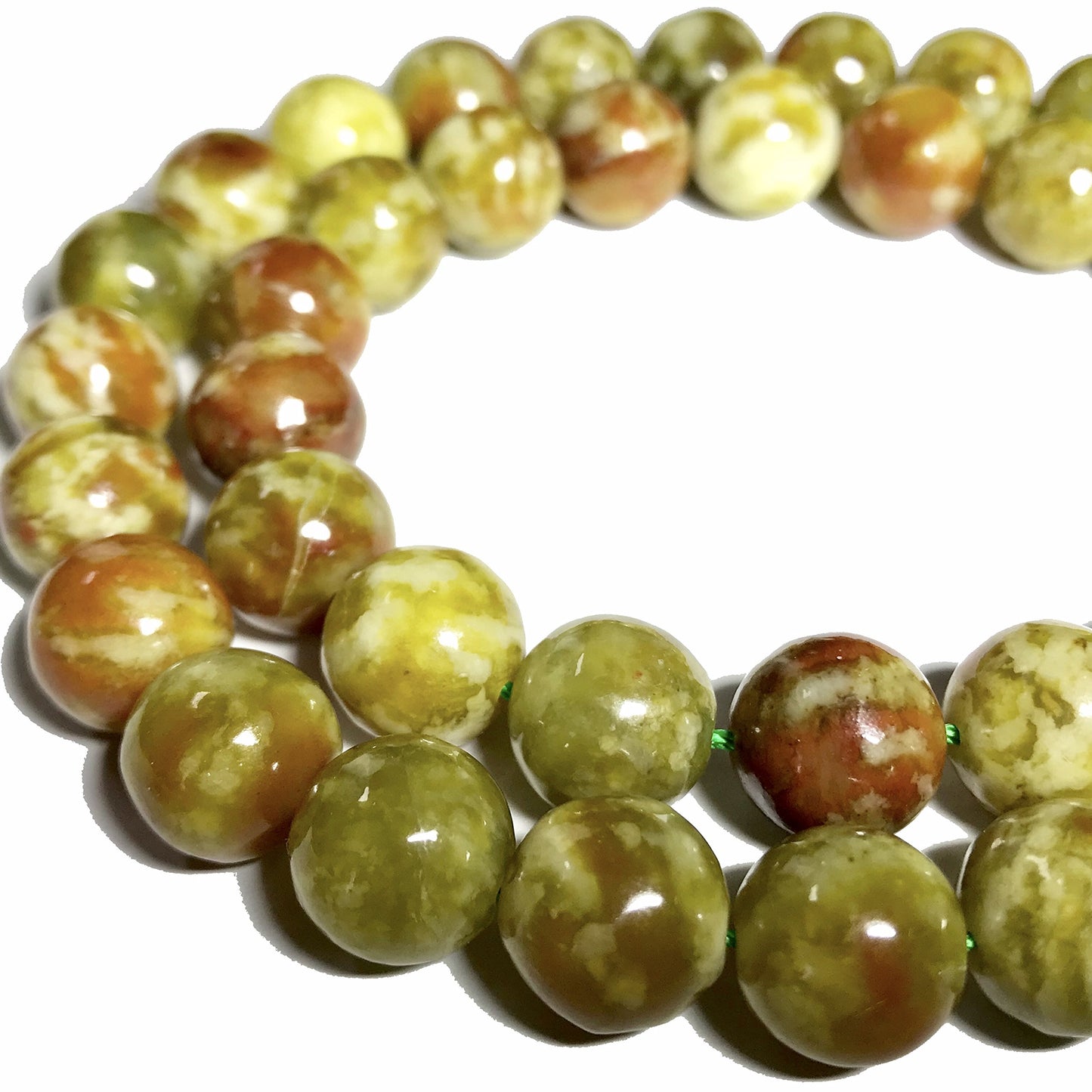 Cuentas sueltas de larimar Barahona de ABCGEMS, 10 mm, redondas y lisas, con inclusiones dendríticas negras, tira de 39 cm, agujero de 1 mm, República Dominicana, suministros para bisutería 