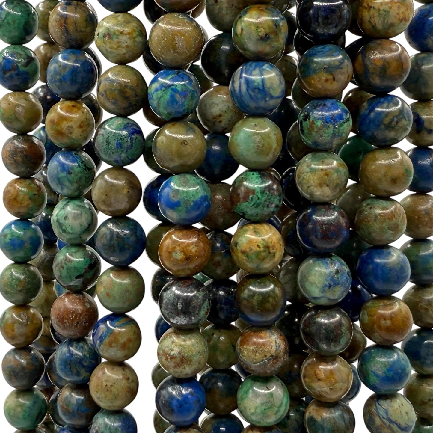 Cuentas sueltas de larimar Barahona de ABCGEMS, 10 mm, redondas y lisas, con inclusiones dendríticas negras, tira de 39 cm, agujero de 1 mm, República Dominicana, suministros para bisutería 